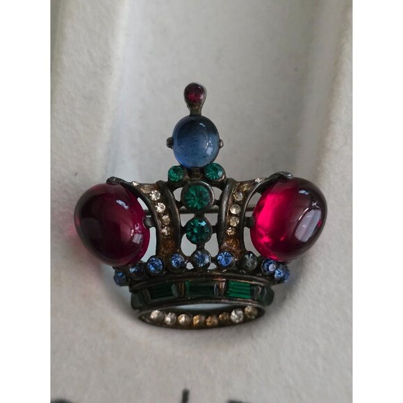 Trifari Alfred Phillippe Sterling Silver Crown Brooch - Picture 1 of 6